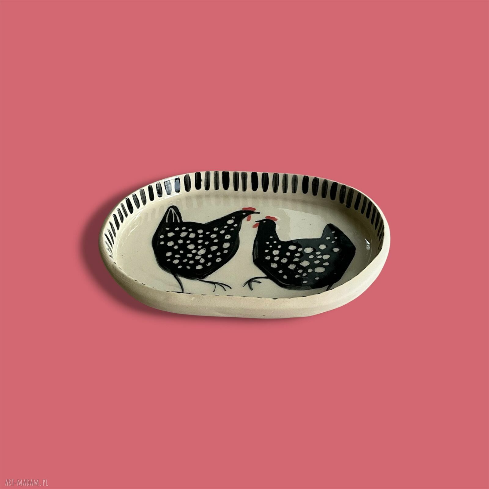Ręcznie malowany ceramiczny talerzyk „Kurki na Talerzyku”