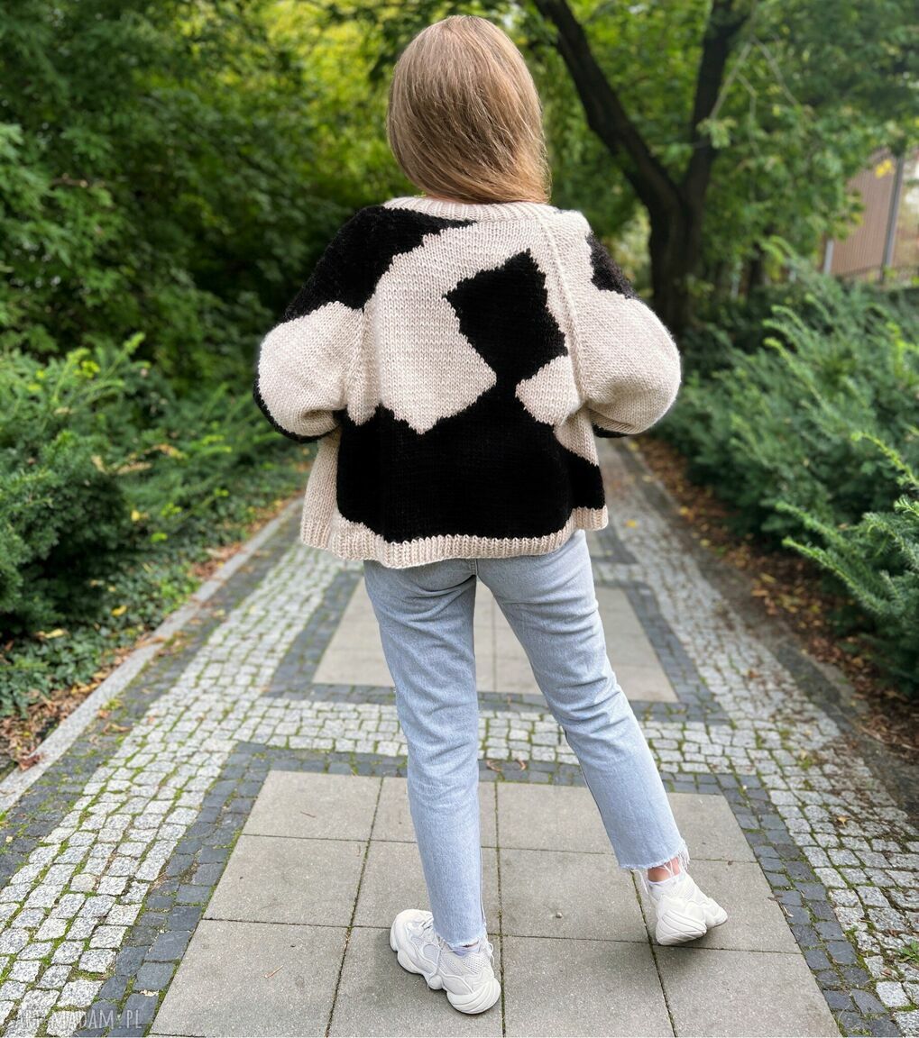 Ręcznie robiony sweter w łaty z wełny merino 100% - Gangsta Knit