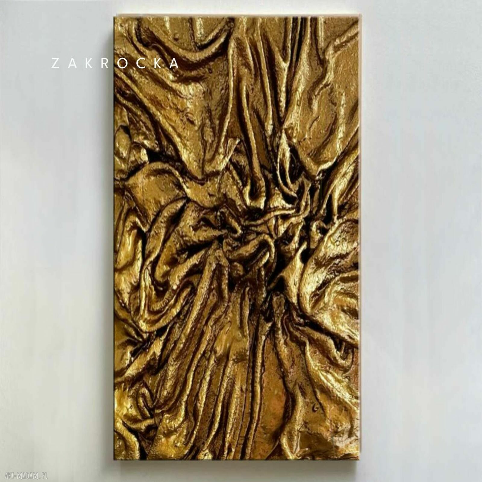 Obraz metaliczny Brudne Złoto L'OR 80x160 cm - ręcznie rzeźbiony