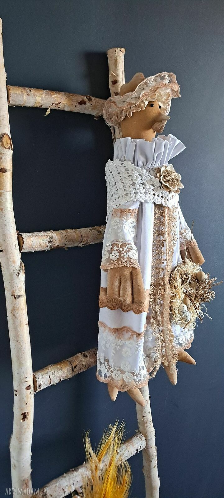 Kura w stylu rustykalnym - ręcznie szyta dekoracja 62 cm
