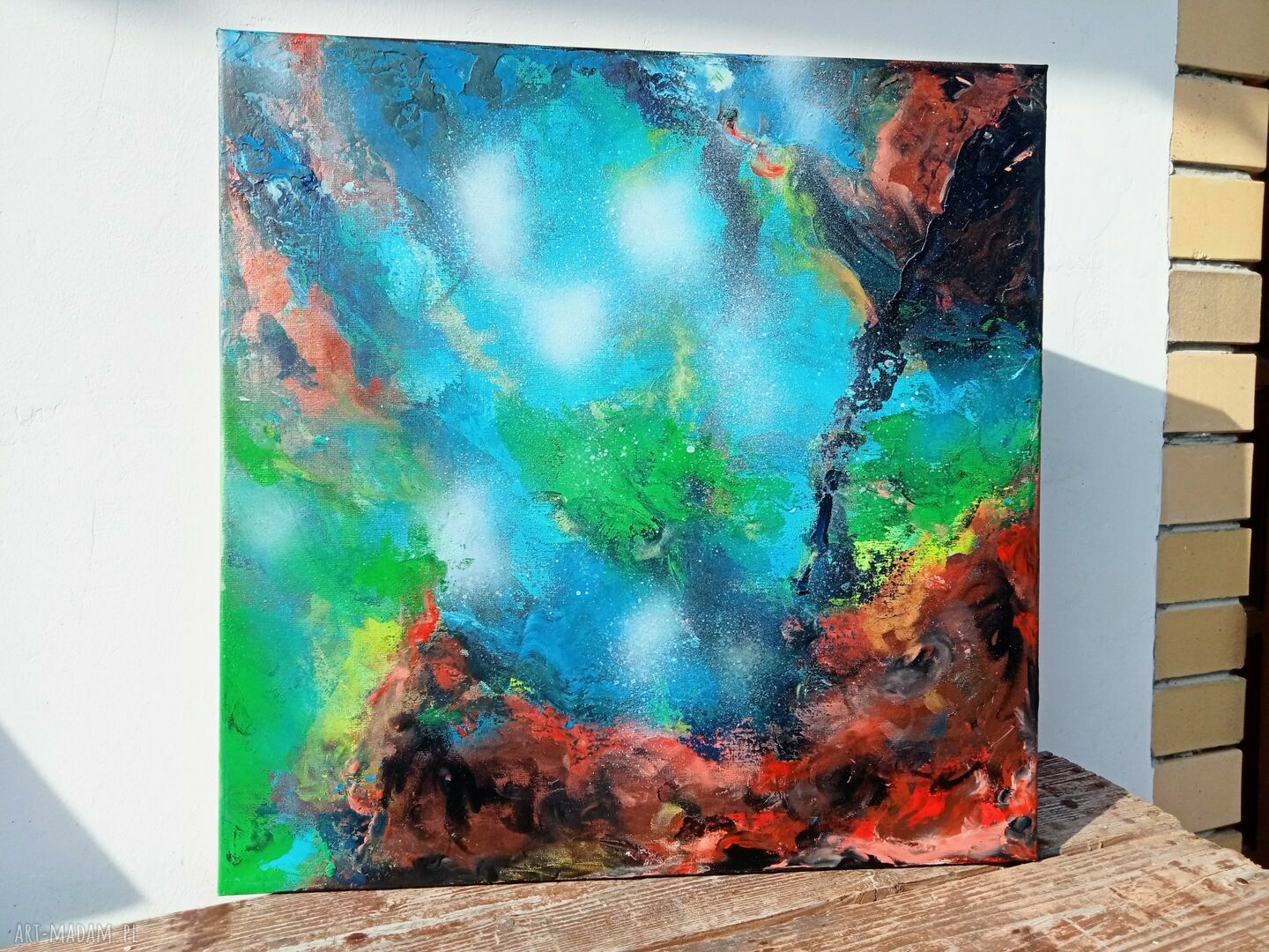 Kosmiczny taniec - obraz ręcznie malowany na płótnie 50x50 cm