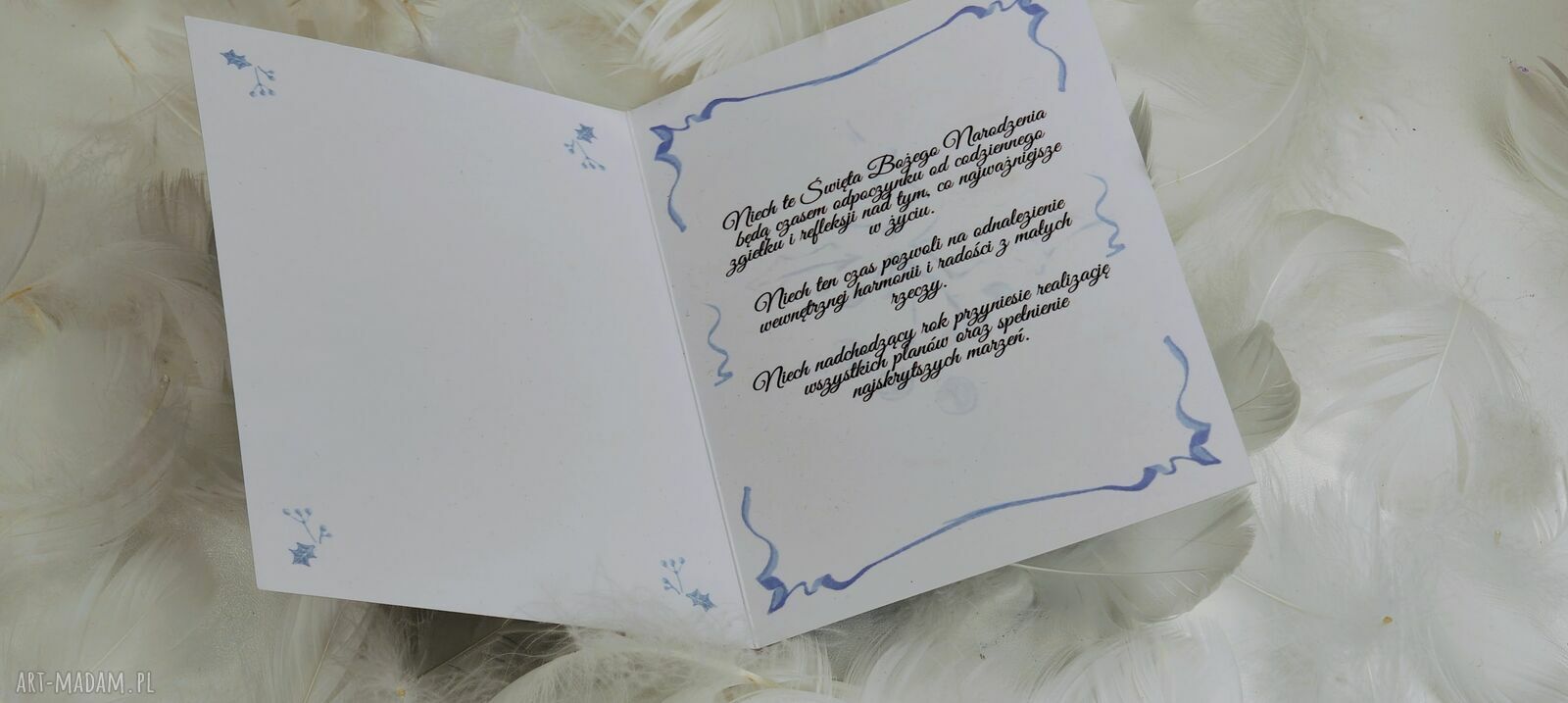 Ręcznie wykonana kartka bożonarodzeniowa z choinką i życzeniami (A6)