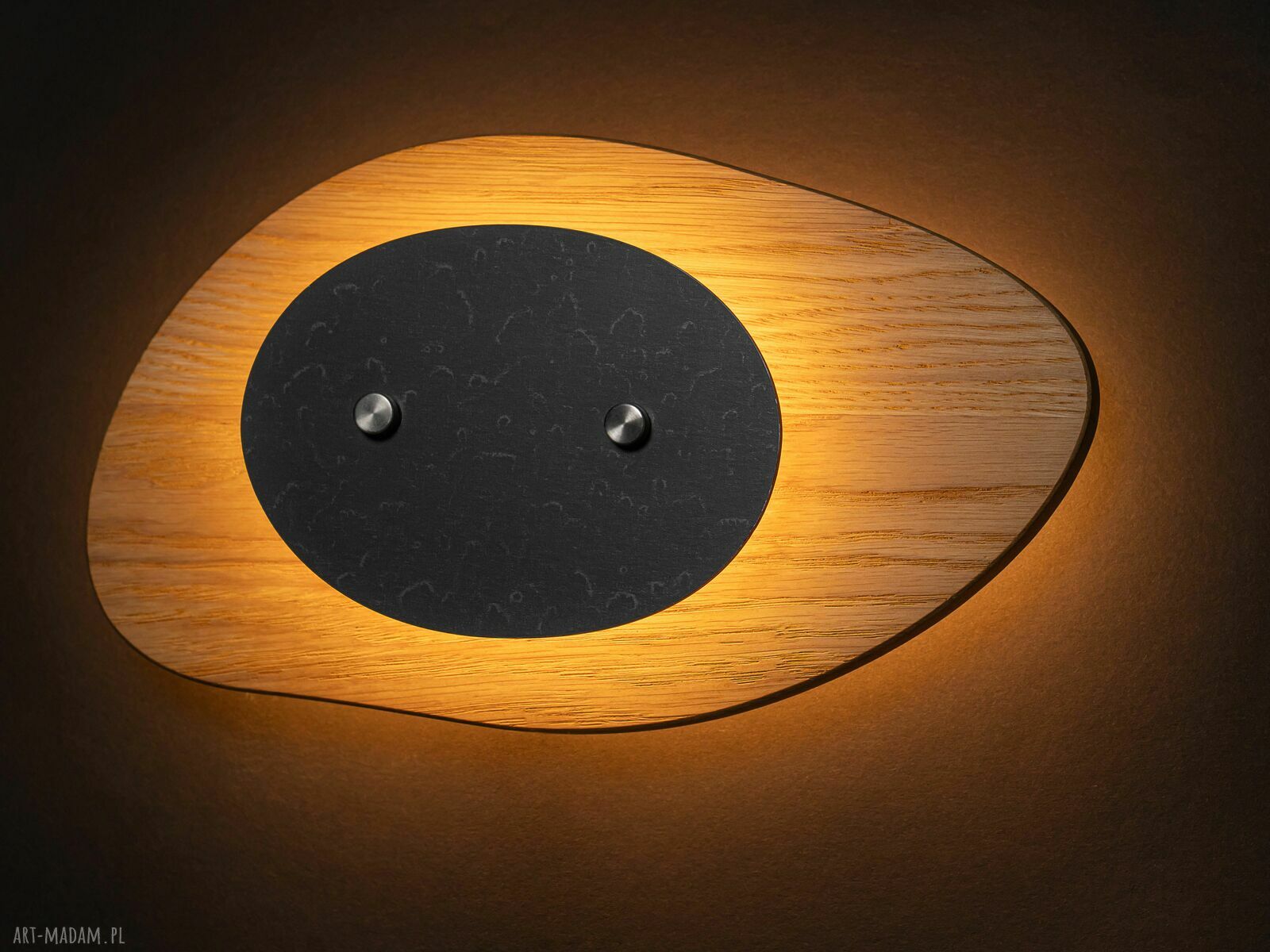 Kinkiet ścienny LUNA z dębu i lakierowanej stali - ręcznie wykonany LED 12V