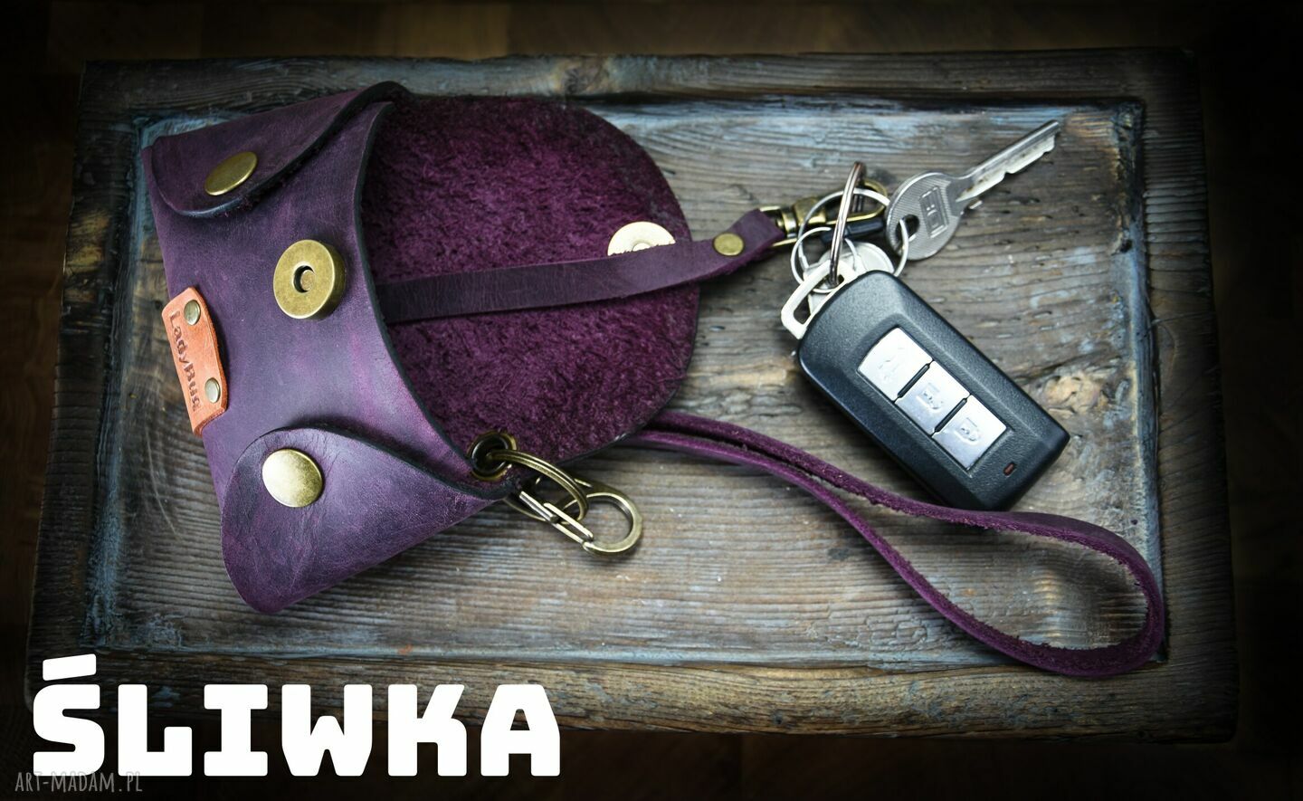 Skórzana kluczówka na klucze - ręcznie wykonana na nadgarstek, zamykana magnesem