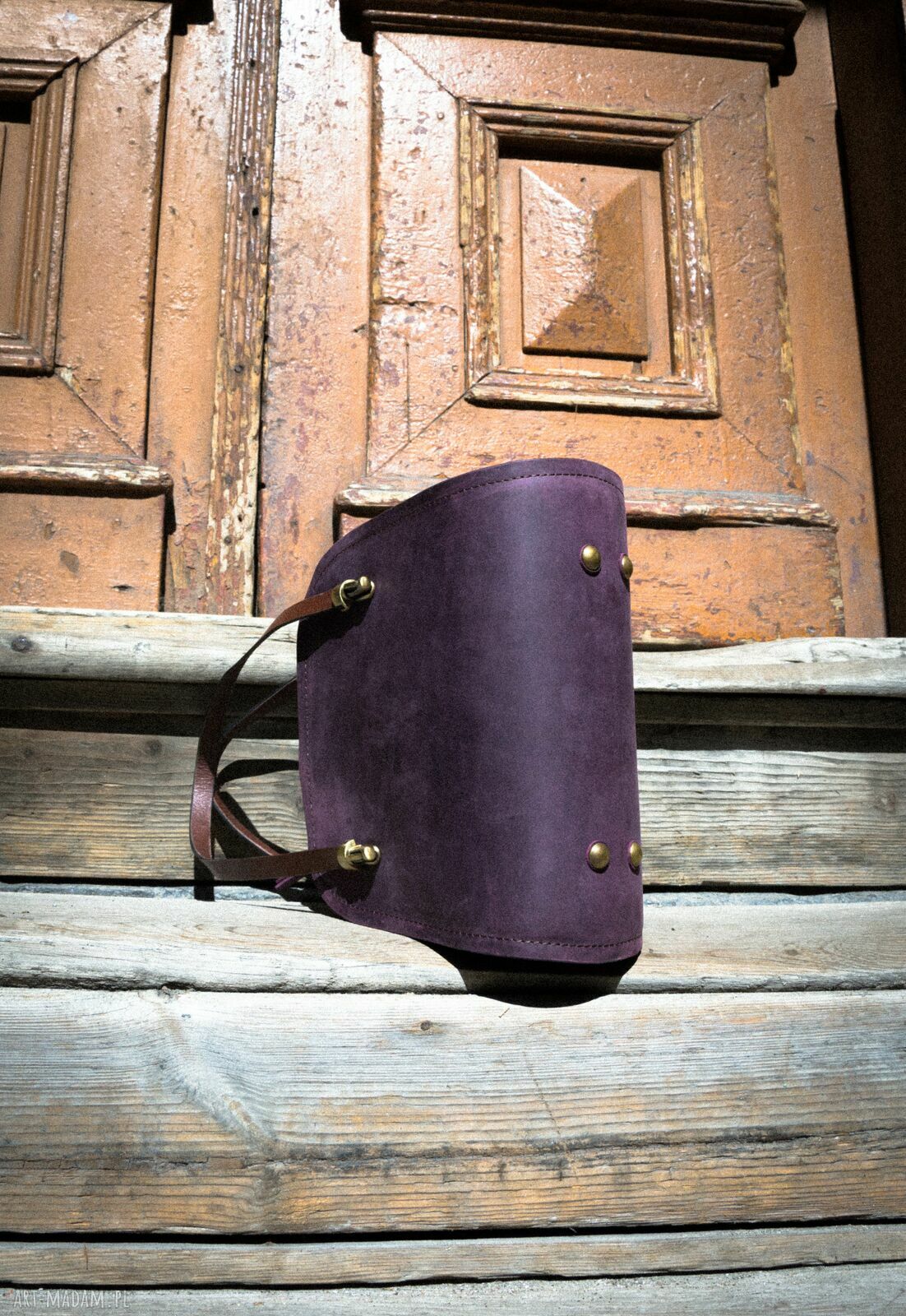 Ręcznie wykonana torebka Bowling Bag w kolorze bakłażan