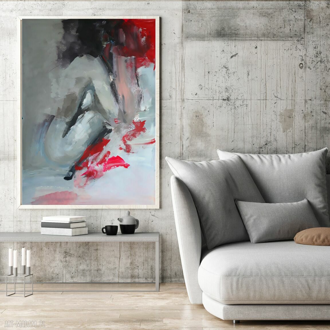Red 92x66 - subtelny akt w czerwieni do salonu i sypialni (FineArt Giclee)