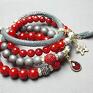 hand made bransoletki kamienie naturalne red and grey /05 12 21/ - set