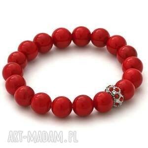 red jade with siam crystal bead