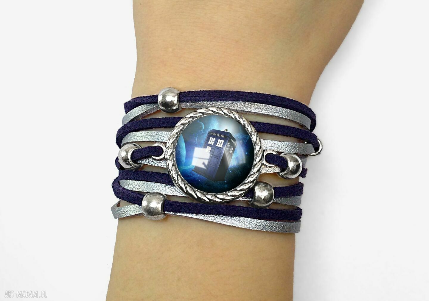 Bransoletka tardis regulowana doctor who budka ręcznie robiona