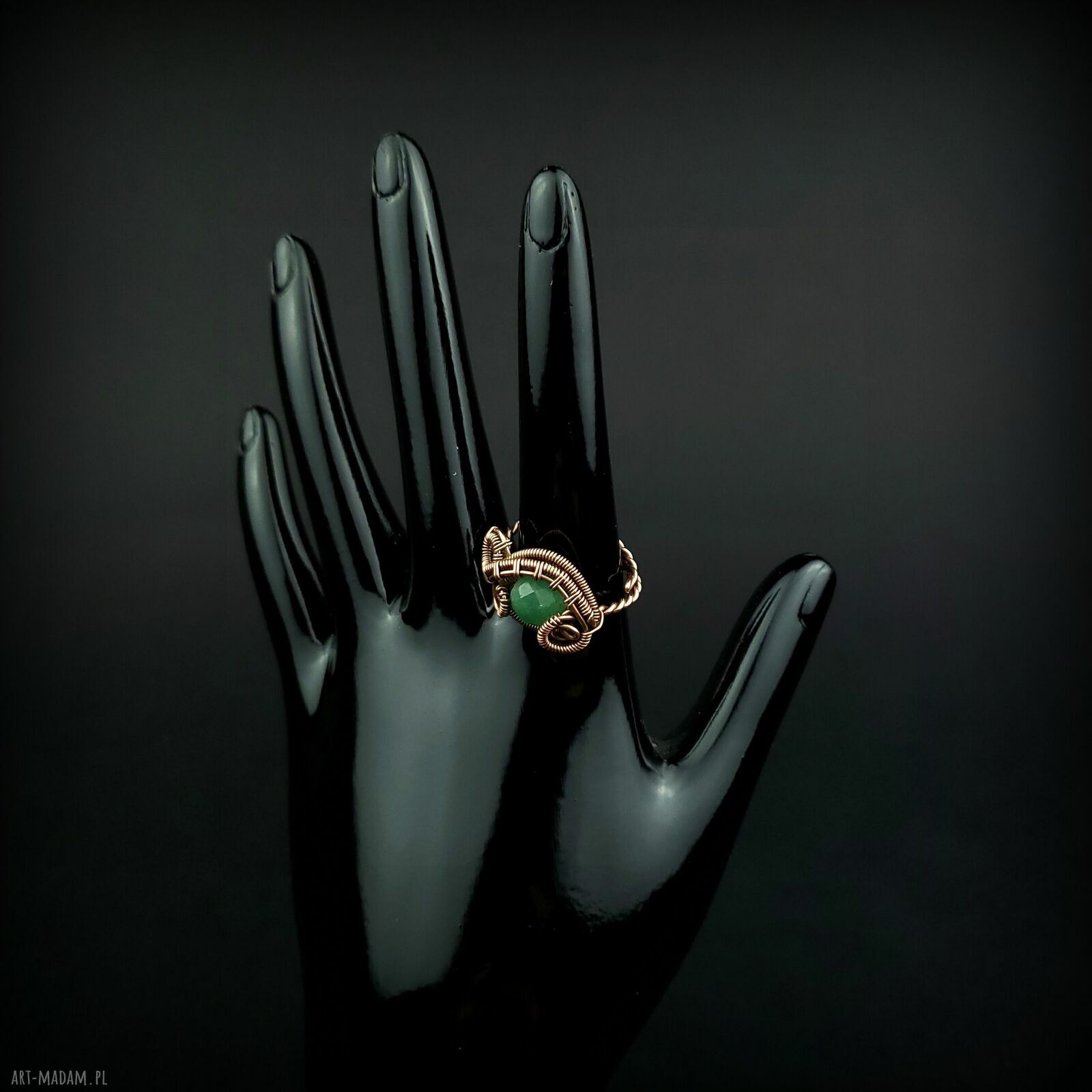 Awenturyn regulowany pierścionek z miedzi - wire wrapping