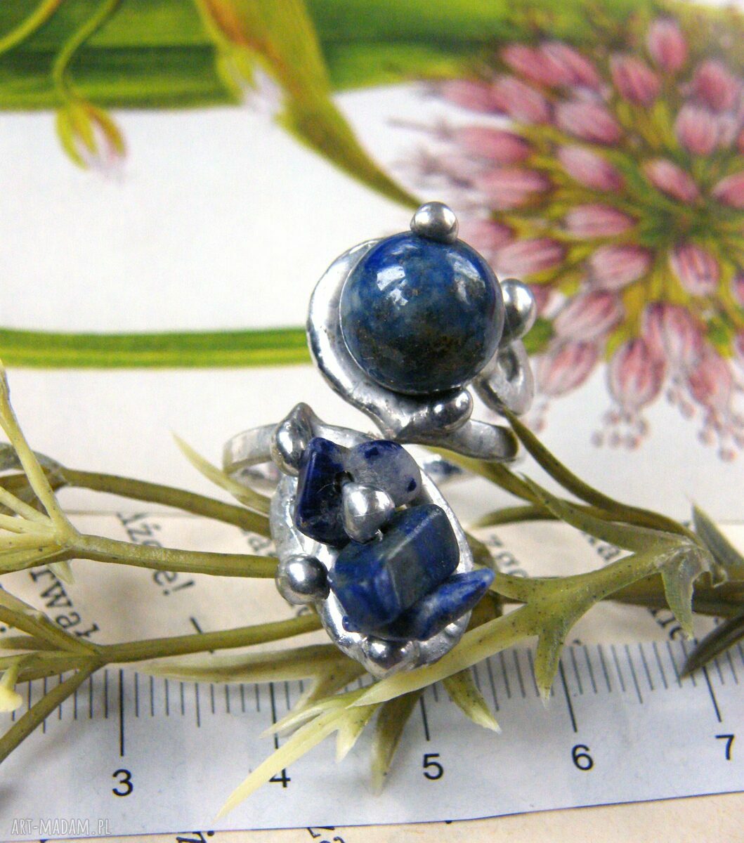 Regulowany pierścionek z lapis lazuli amulet ochronny