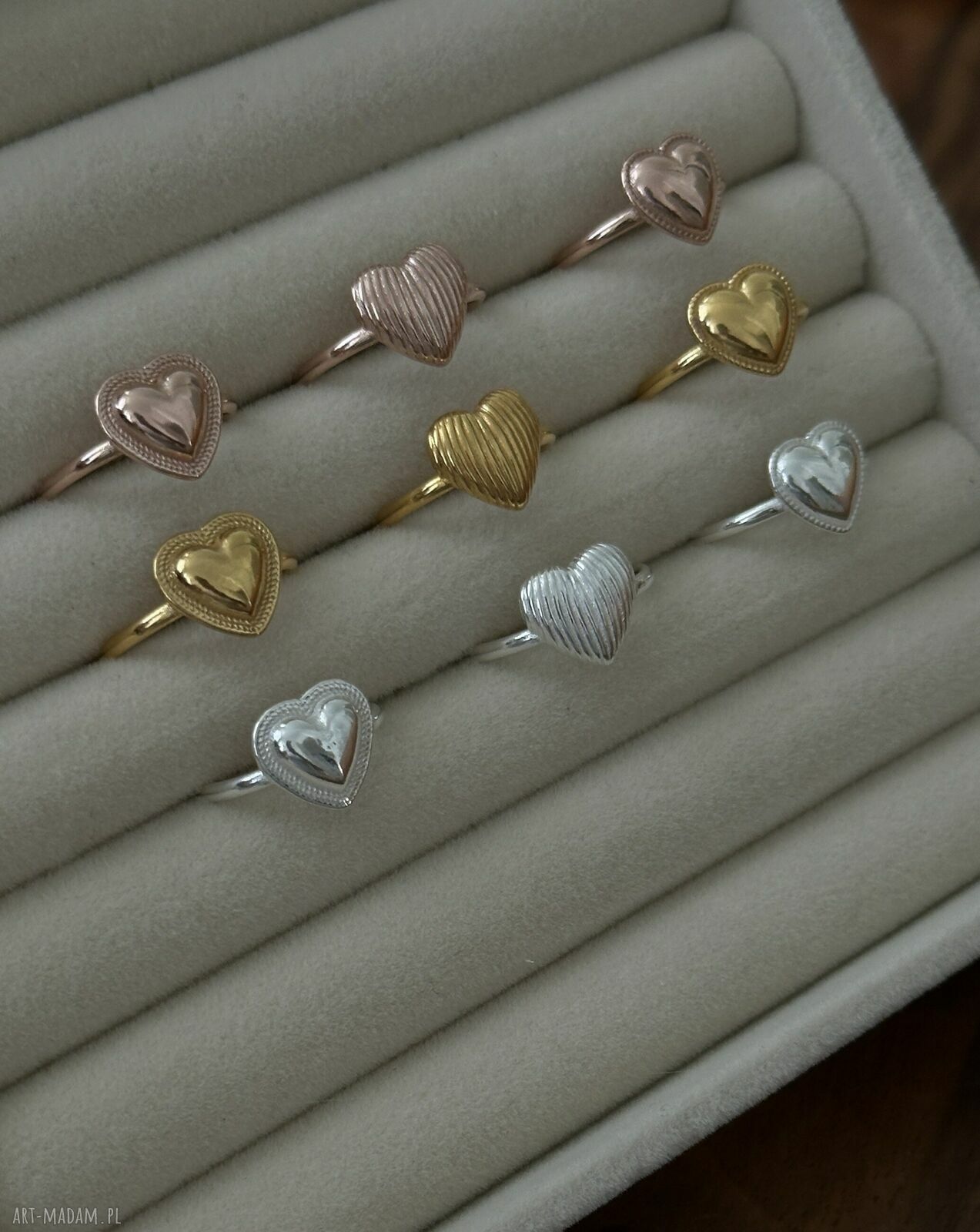 pierścionki: Pierścionek z sercem z różowego złota Ręcznie wykonane