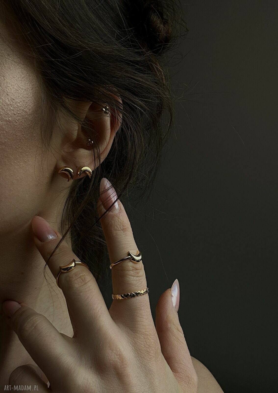 pierścionki: Złoty pierścionek z księżycem Autorskie