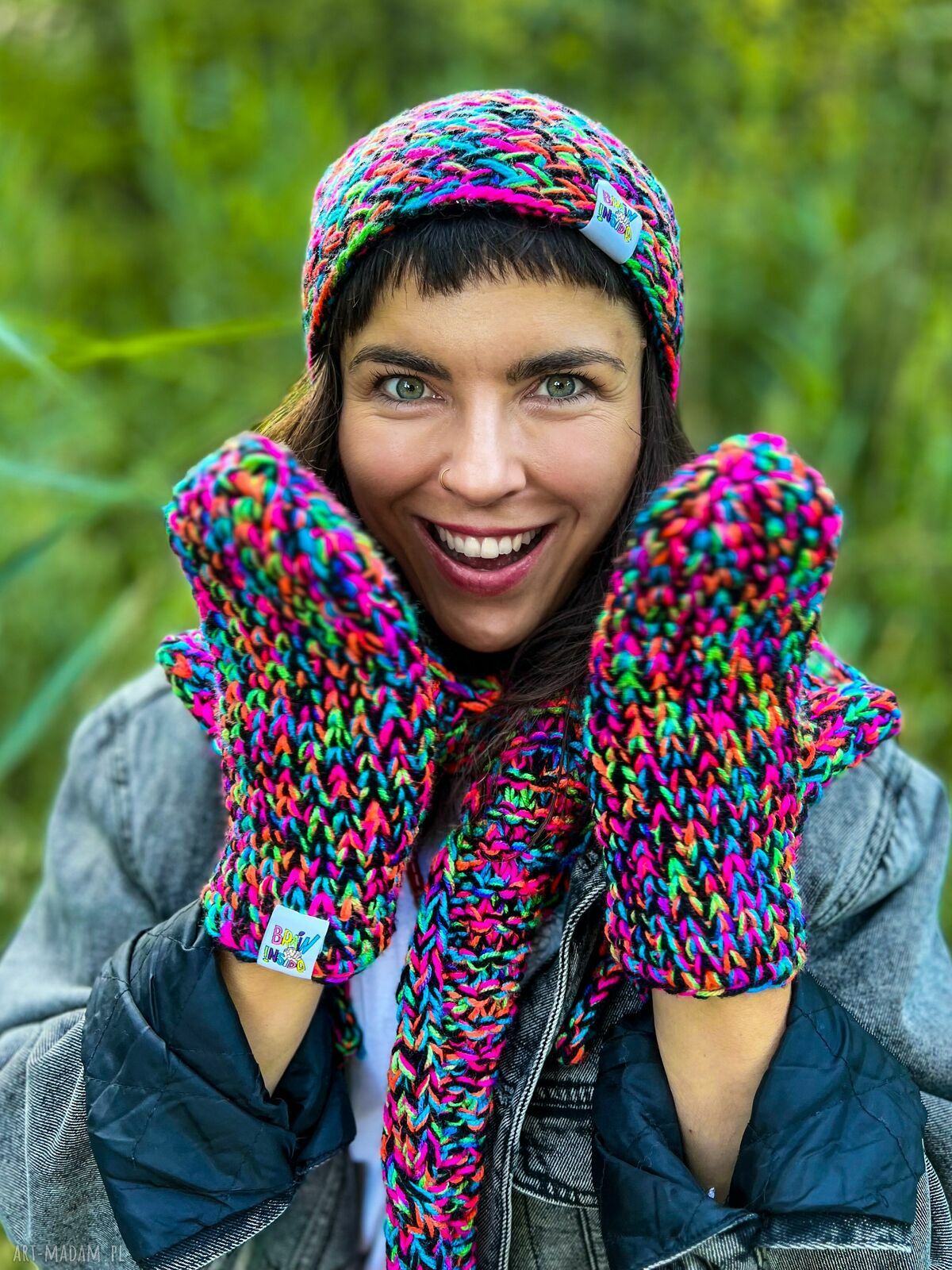 Rękawiczki MERINO 34% 'Czarne kolorki'