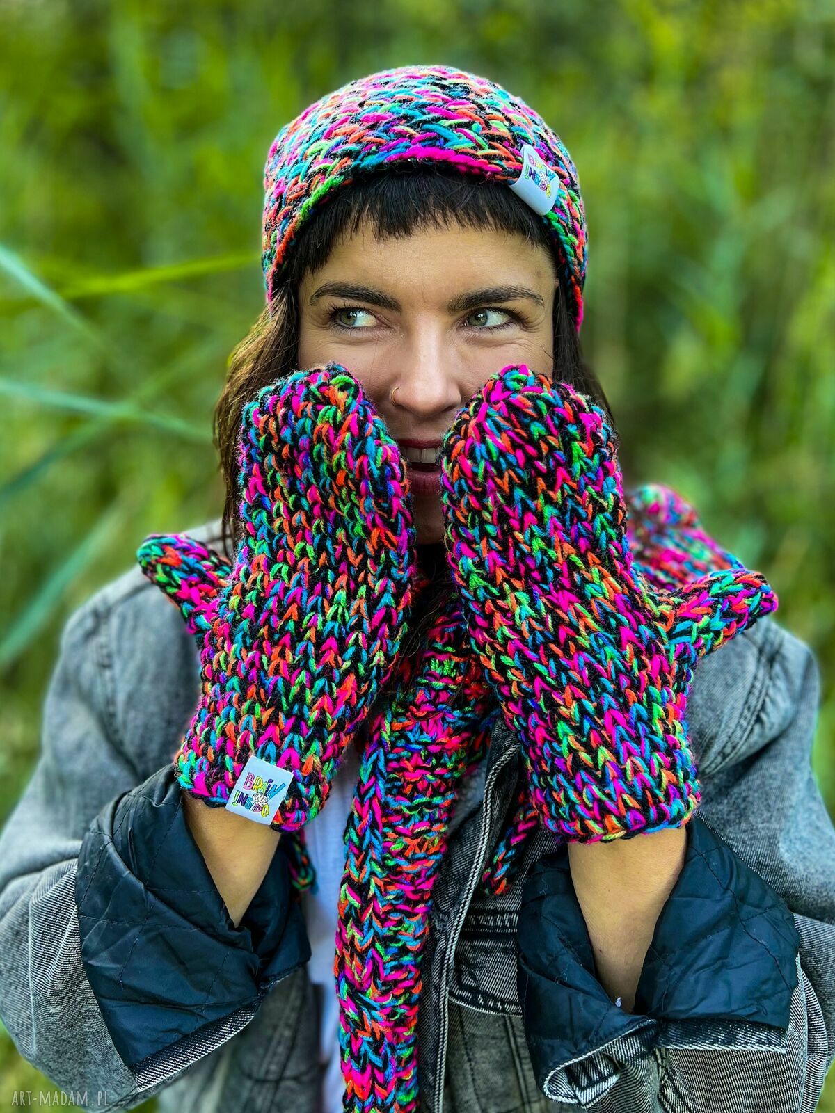 Rękawiczki MERINO 34% 'Czarne kolorki'