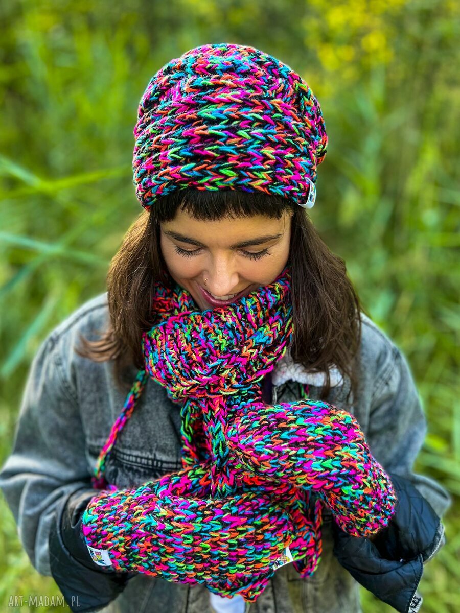 Rękawiczki MERINO 34% 'Czarne kolorki'