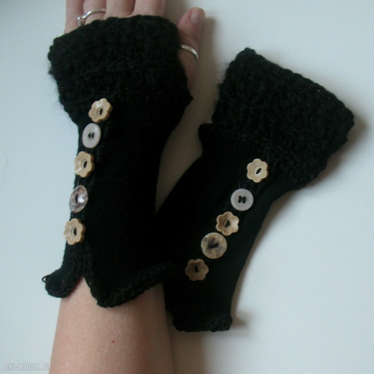 rękawiczki: rękawiczki mitenki Hand Made