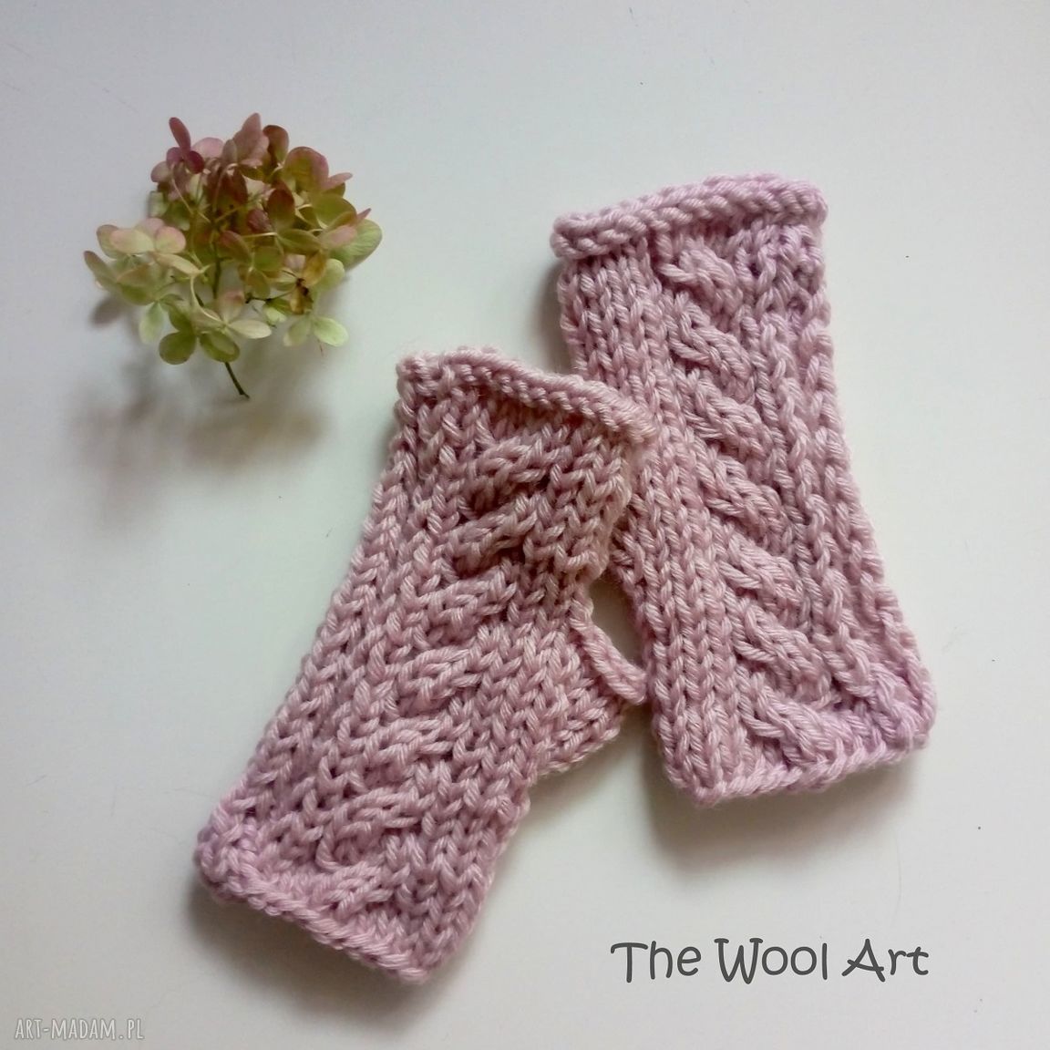 Rękawiczki mitenki wełniane jesienne drutach ocieplacze dłonie