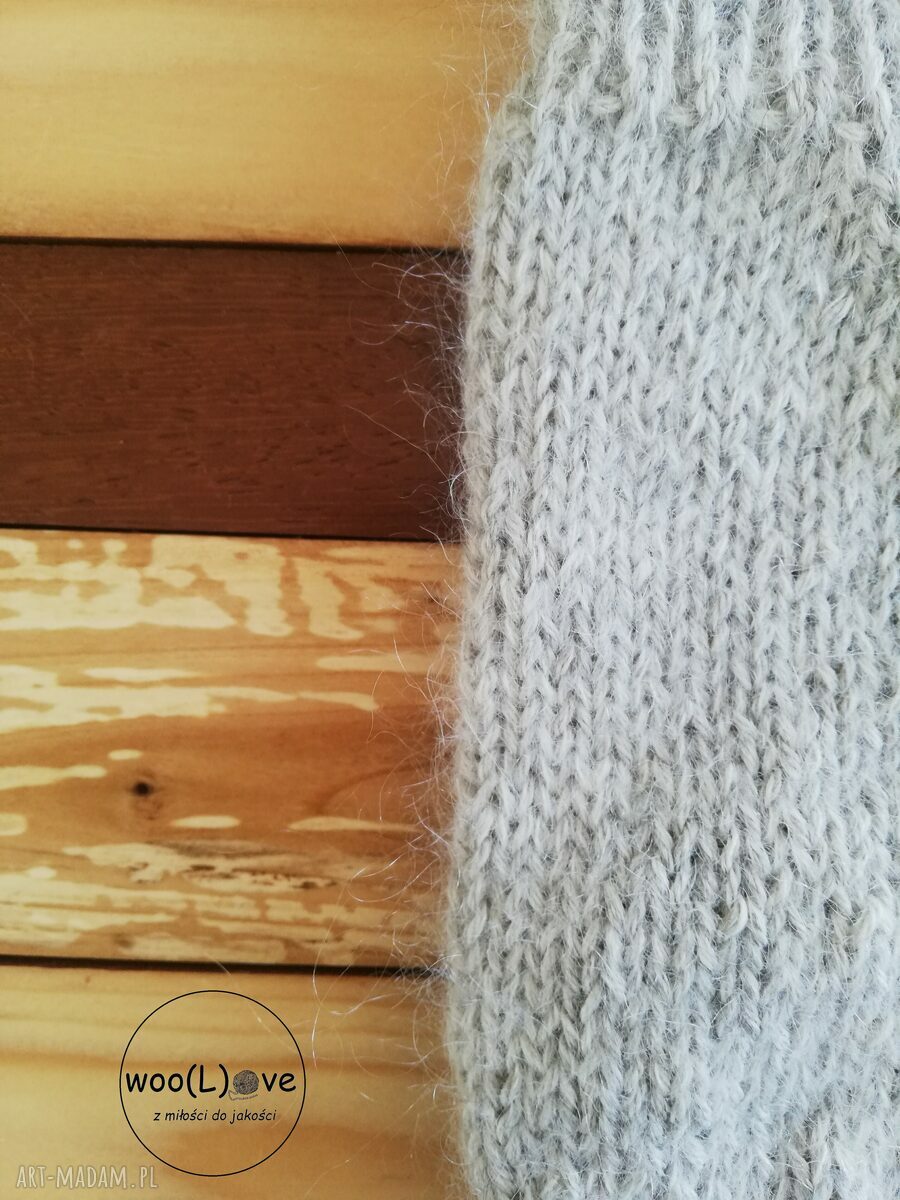 rękawiczki: rękawiczki MOHERKI jasny szary ręcznie wykonane