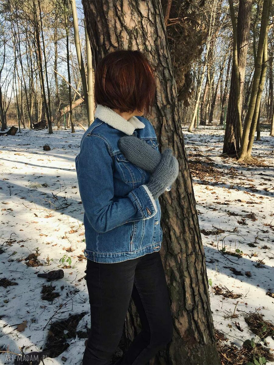 Rękawiczki wełniane z jednym palcem handmade hand made