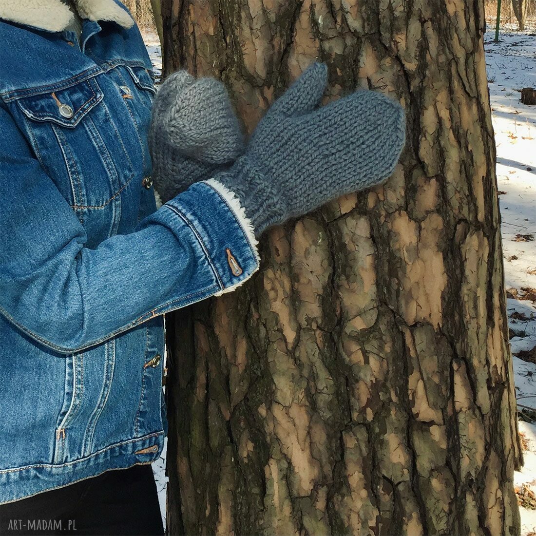 Rękawiczki wełniane z jednym palcem handmade hand made