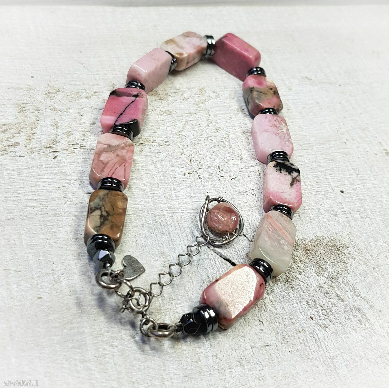 Bransoletka z rodochrozytu - handmade w srebrze