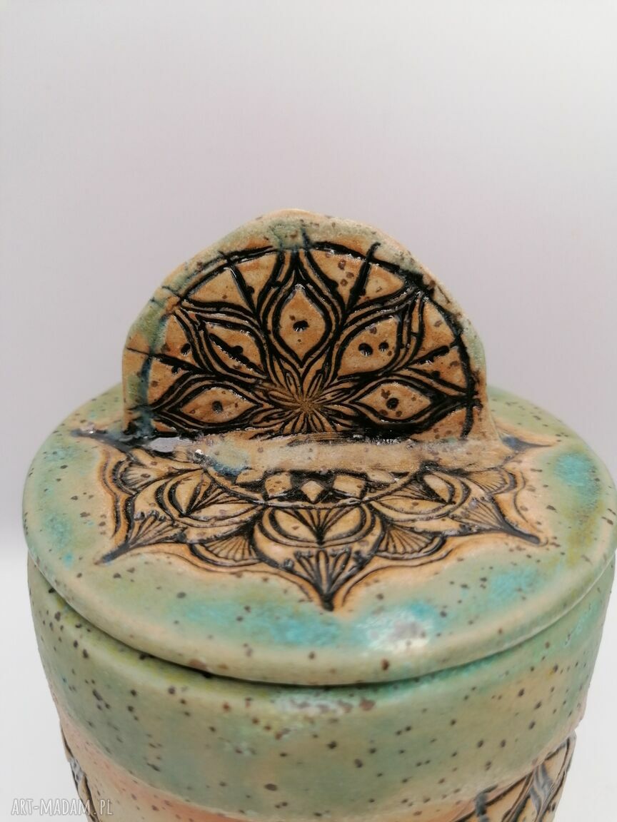 Pojemnik ceramiczny Mandala w turkusie