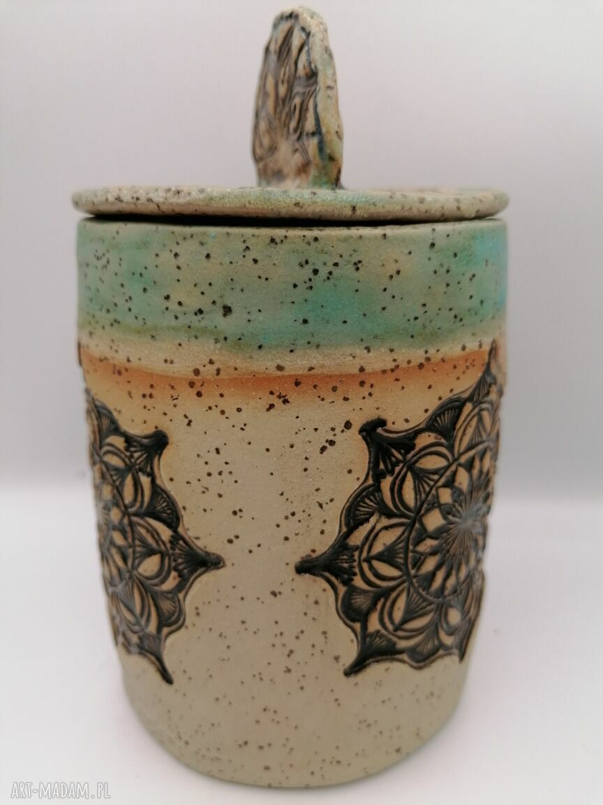 Pojemnik ceramiczny 'Mandala w turkusie'
