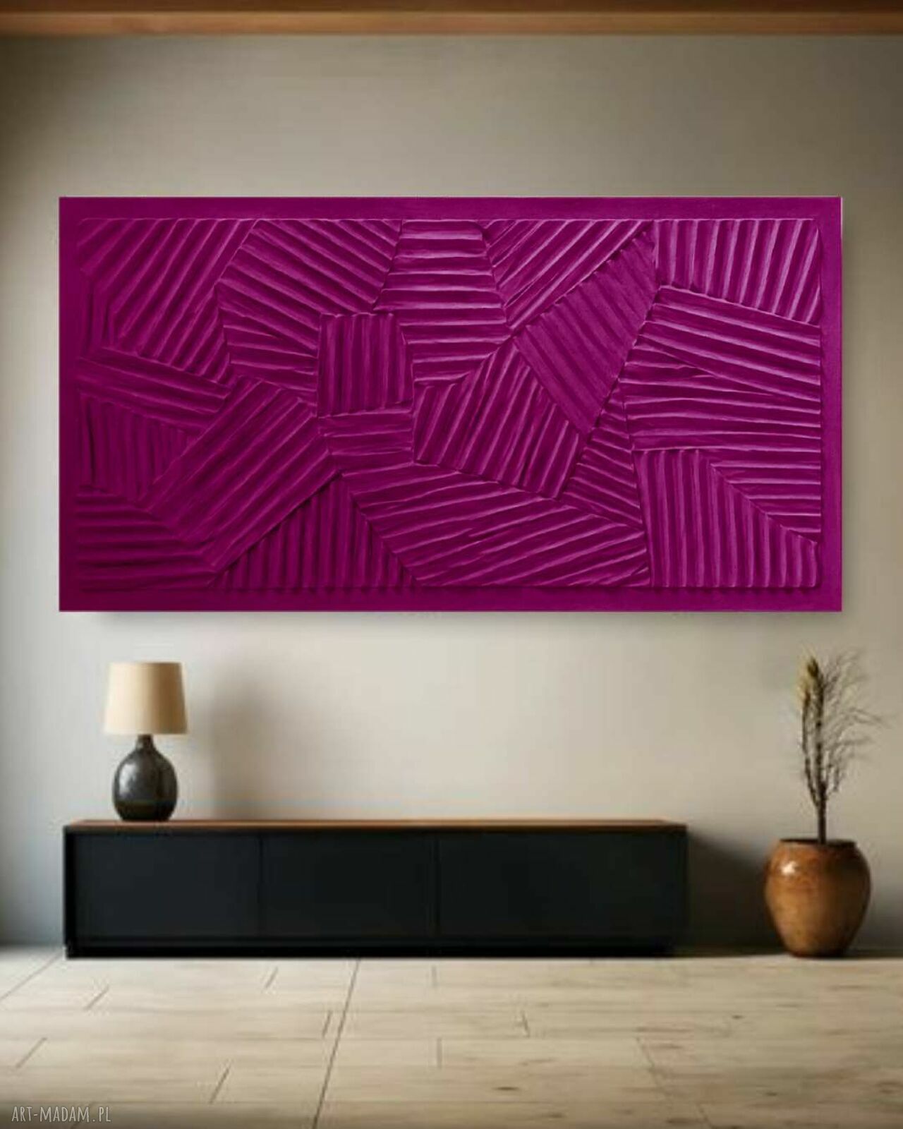 Reliefy ścienne na płótnie 80x160 cm w kolorze biskupim (RAL -4006)