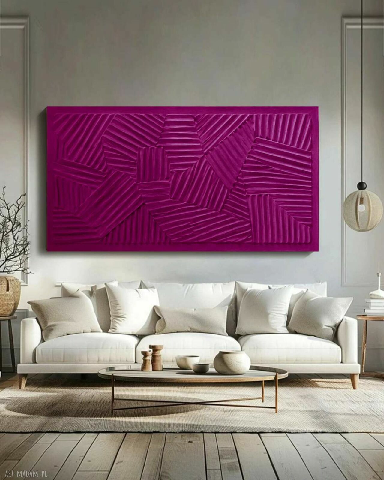 Reliefy ścienne na płótnie 80x160 cm w kolorze biskupim (RAL -4006)