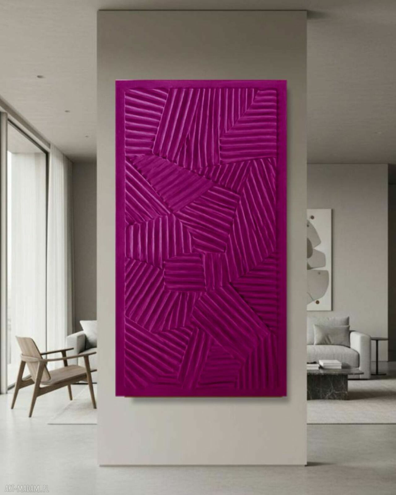 Reliefy ścienne na płótnie 80x160 cm w kolorze biskupim (RAL -4006)