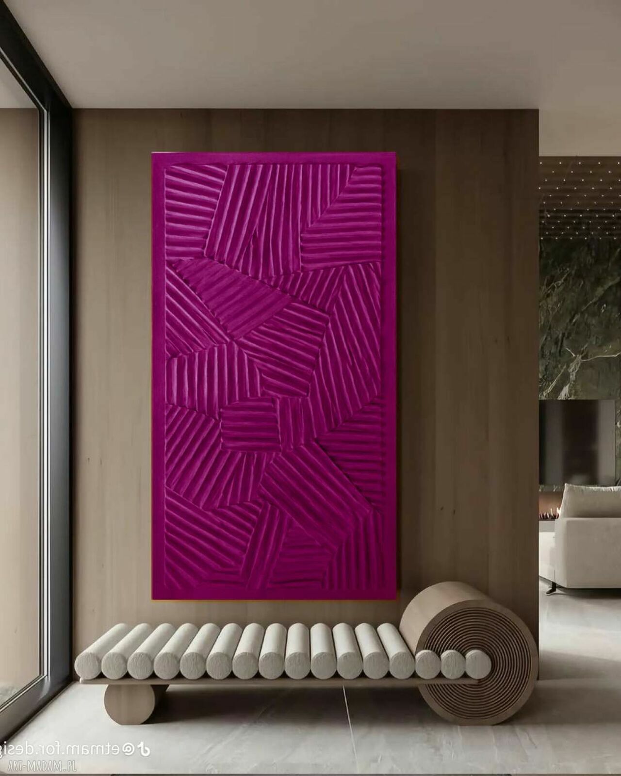 Reliefy ścienne na płótnie 80x160 cm w kolorze biskupim (RAL -4006)