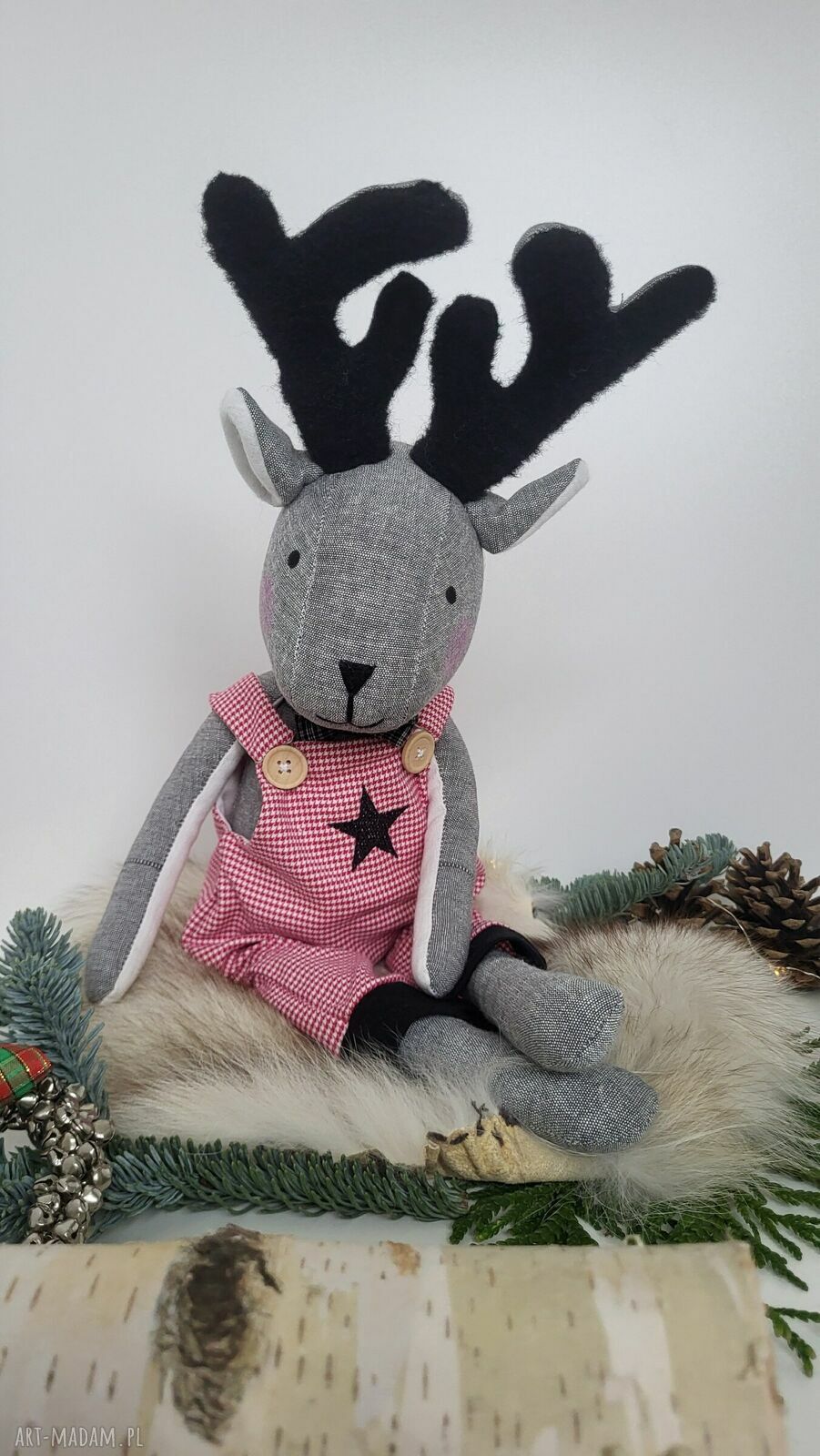 Renifer dekoracyjny handmade na Boże Narodzenie - 60 cm