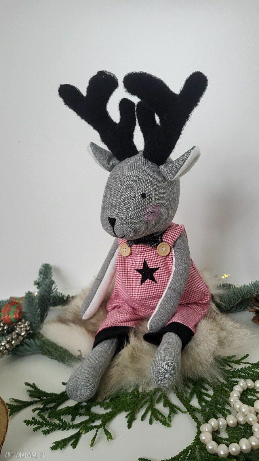 Renifer dekoracyjny handmade na Boże Narodzenie - 60 cm