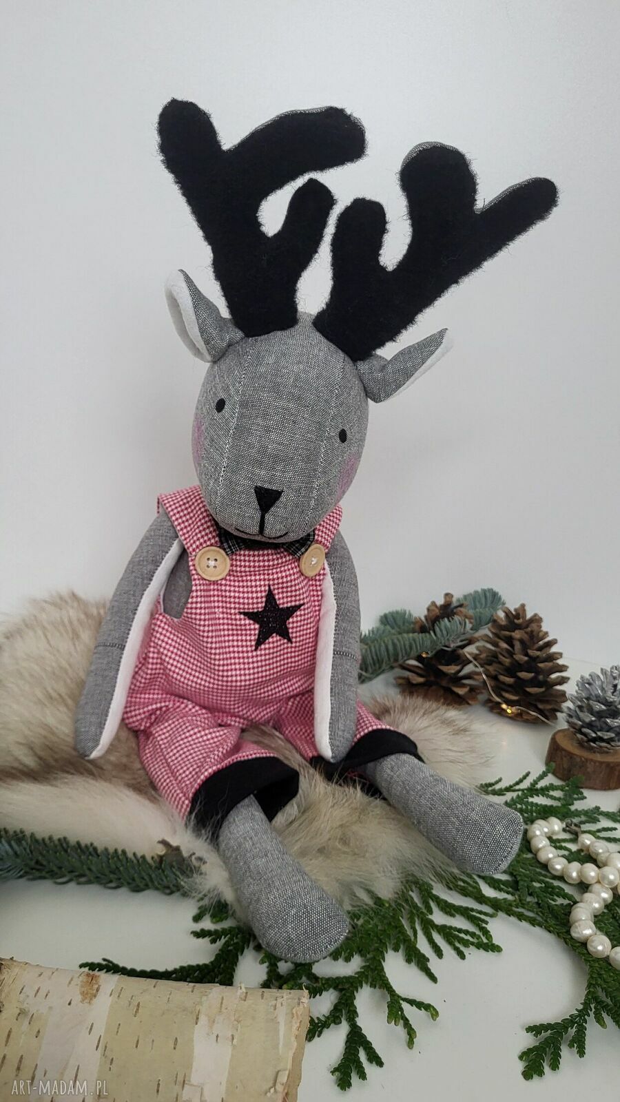 Renifer dekoracyjny handmade na Boże Narodzenie - 60 cm