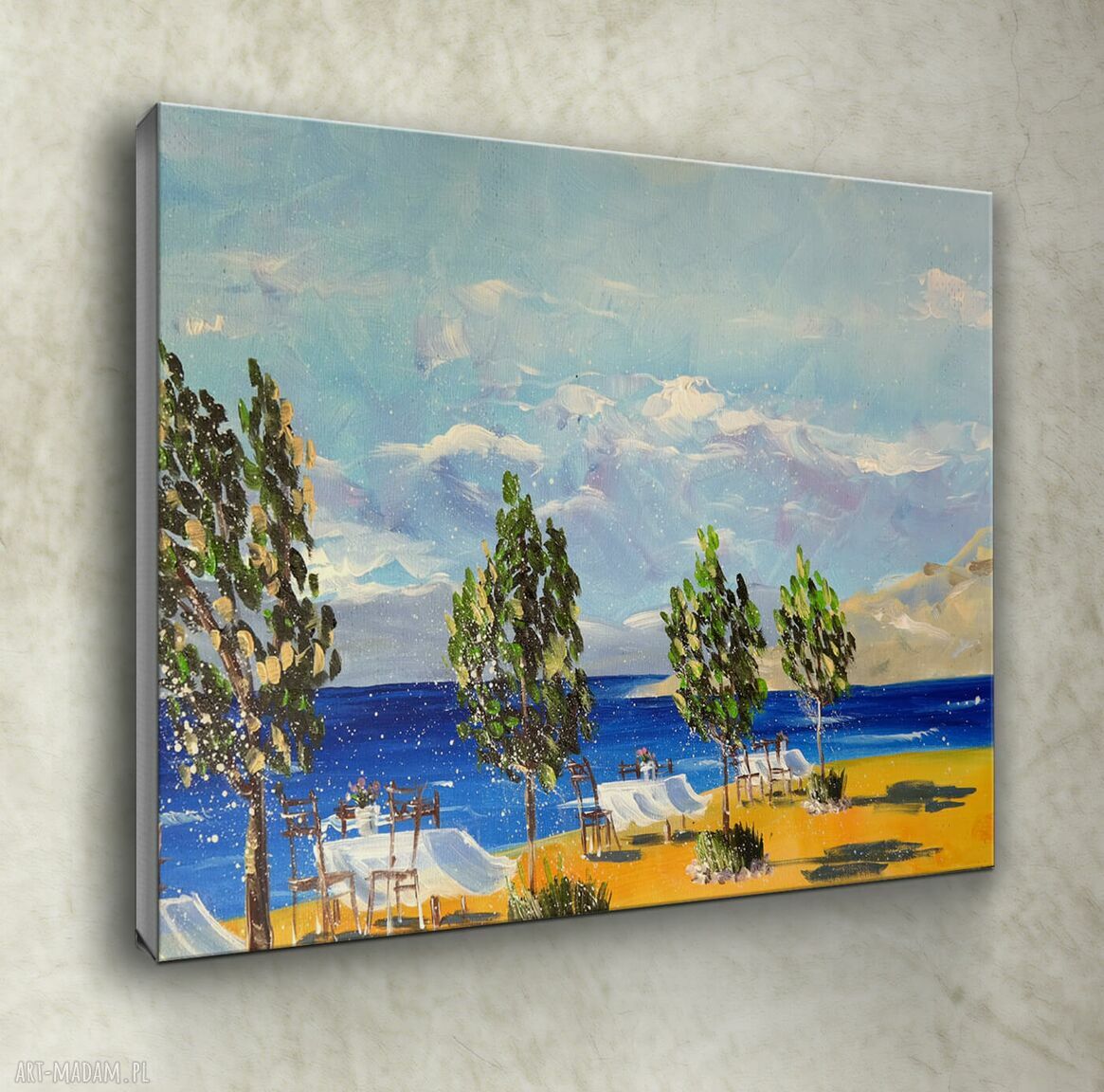 Restauracja na brzegu. Obraz Giclee na płótnie canvas