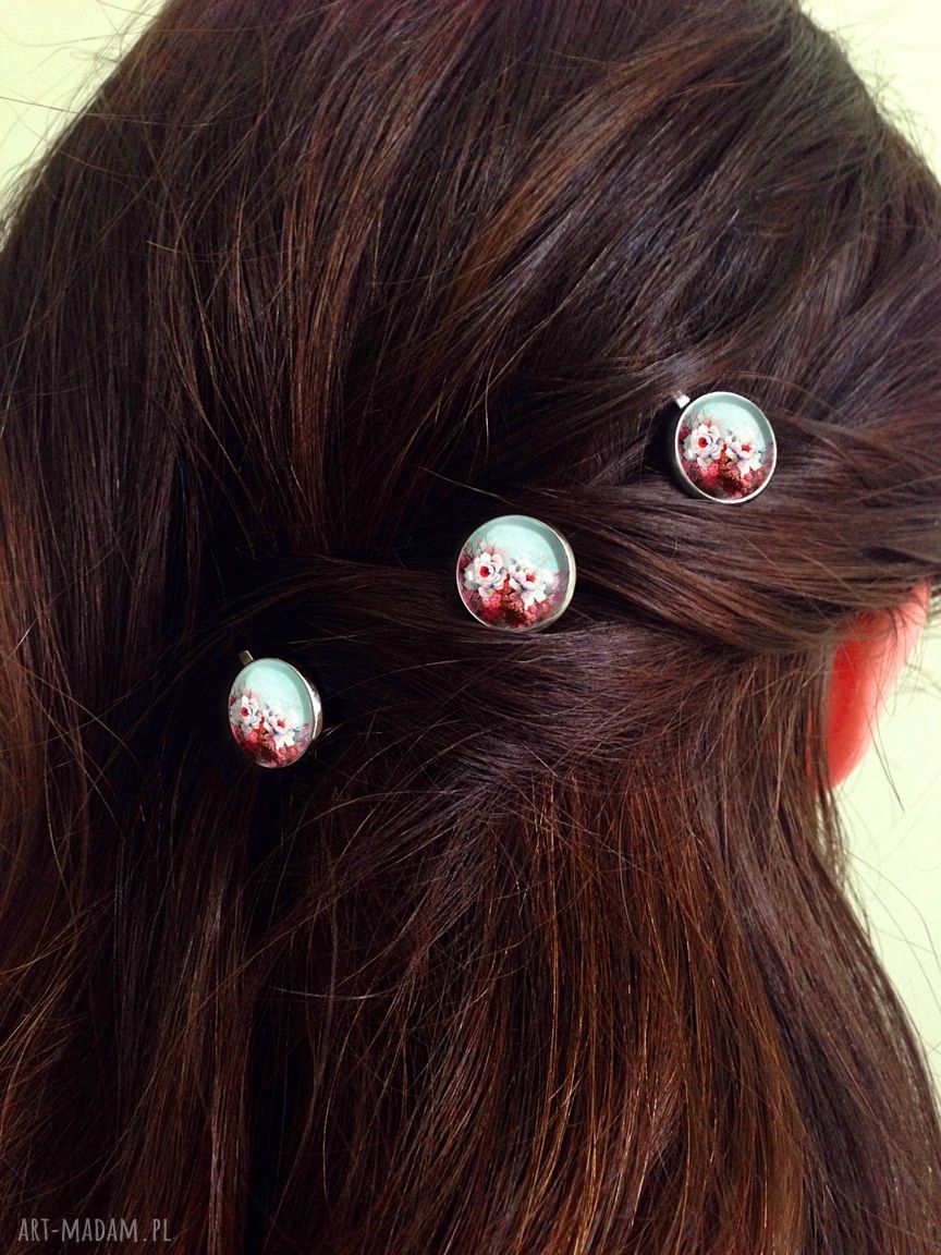 ozdoby do włosów: Retro kwiaty 3 wsuwki do włosów Autorskie
