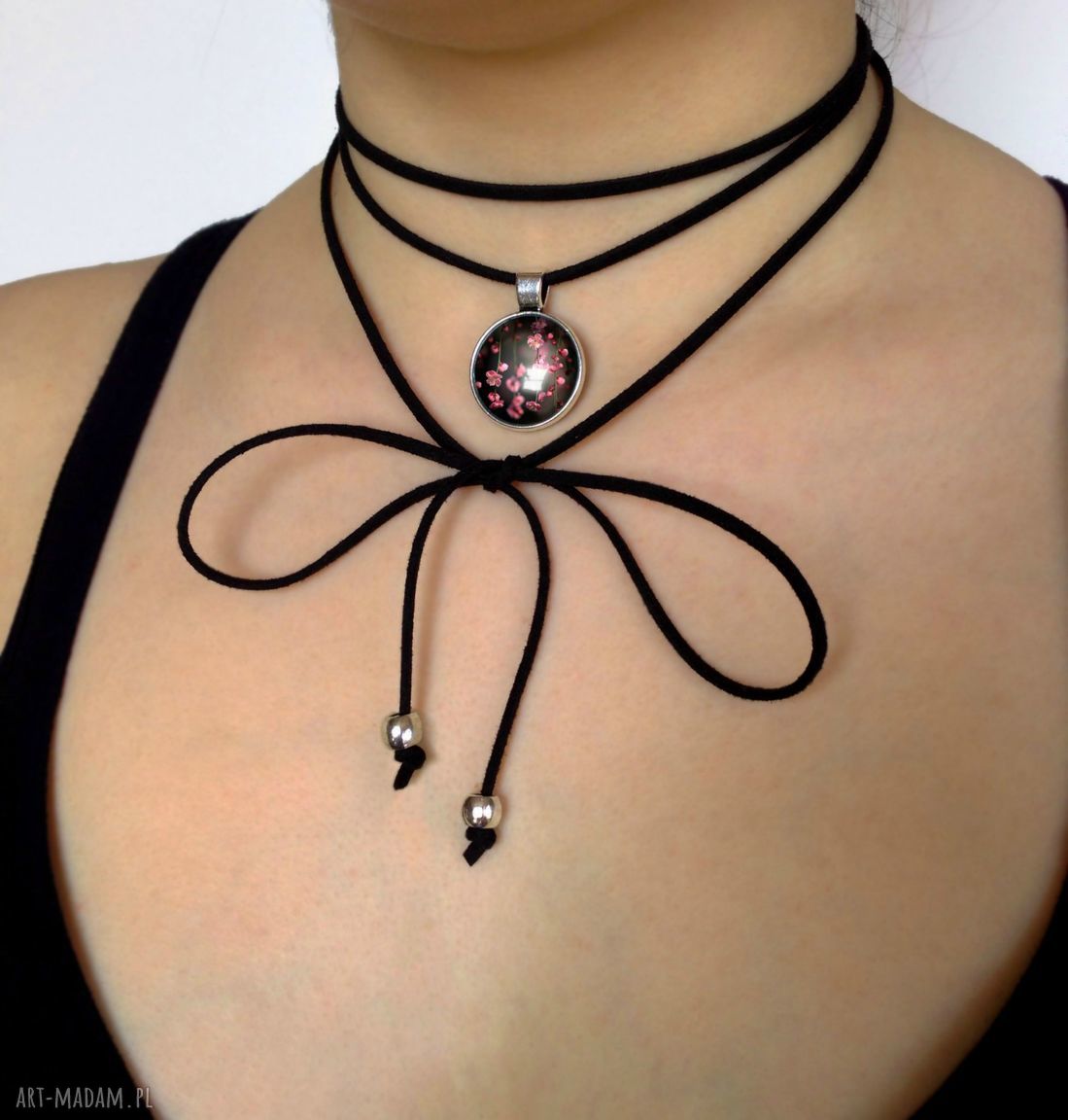 Retro kwiaty choker rzemień szyję ręcznie robiony wysokiej