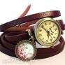 handmade zegarki retro kwiaty zegarek/bransoletka na skórzanym pasku