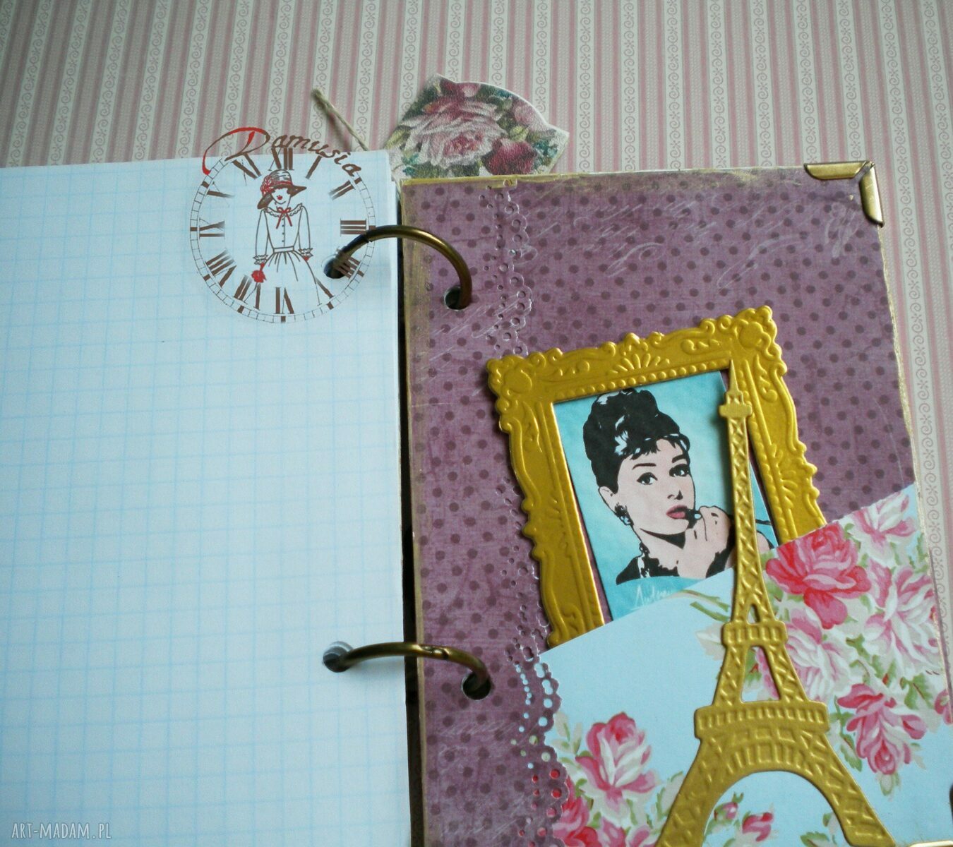 Retro notes dla miłośniczek Audrey - paryskie zapiski A6 na kółkach