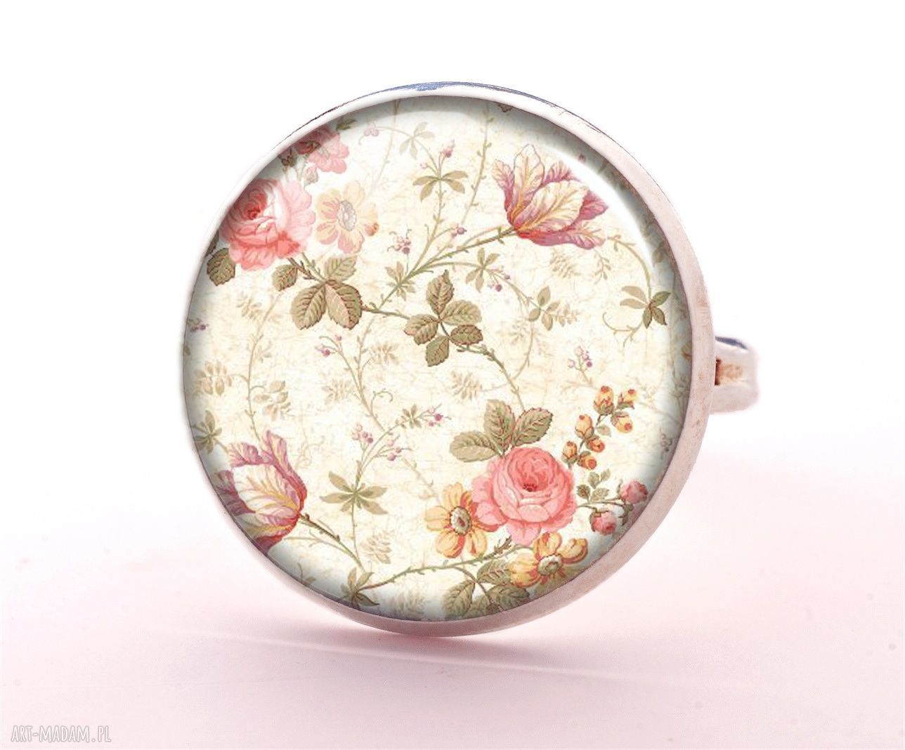 naszyjniki: Retro róże Medalion z łańcuszkiem Ręcznie robione