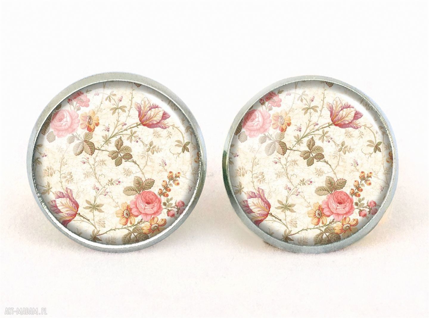 naszyjniki: Retro róże Medalion z łańcuszkiem Ręcznie robione