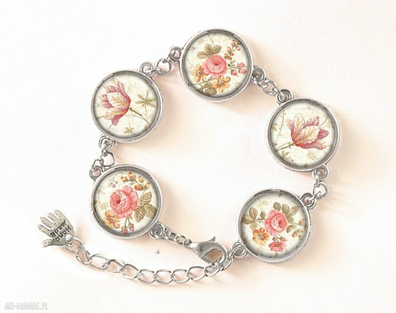 naszyjniki: Retro róże Medalion z łańcuszkiem Ręcznie robione