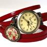 ręczne wykonanie zegarki retro róże zegarek / bransoletka na skórzanym pasku