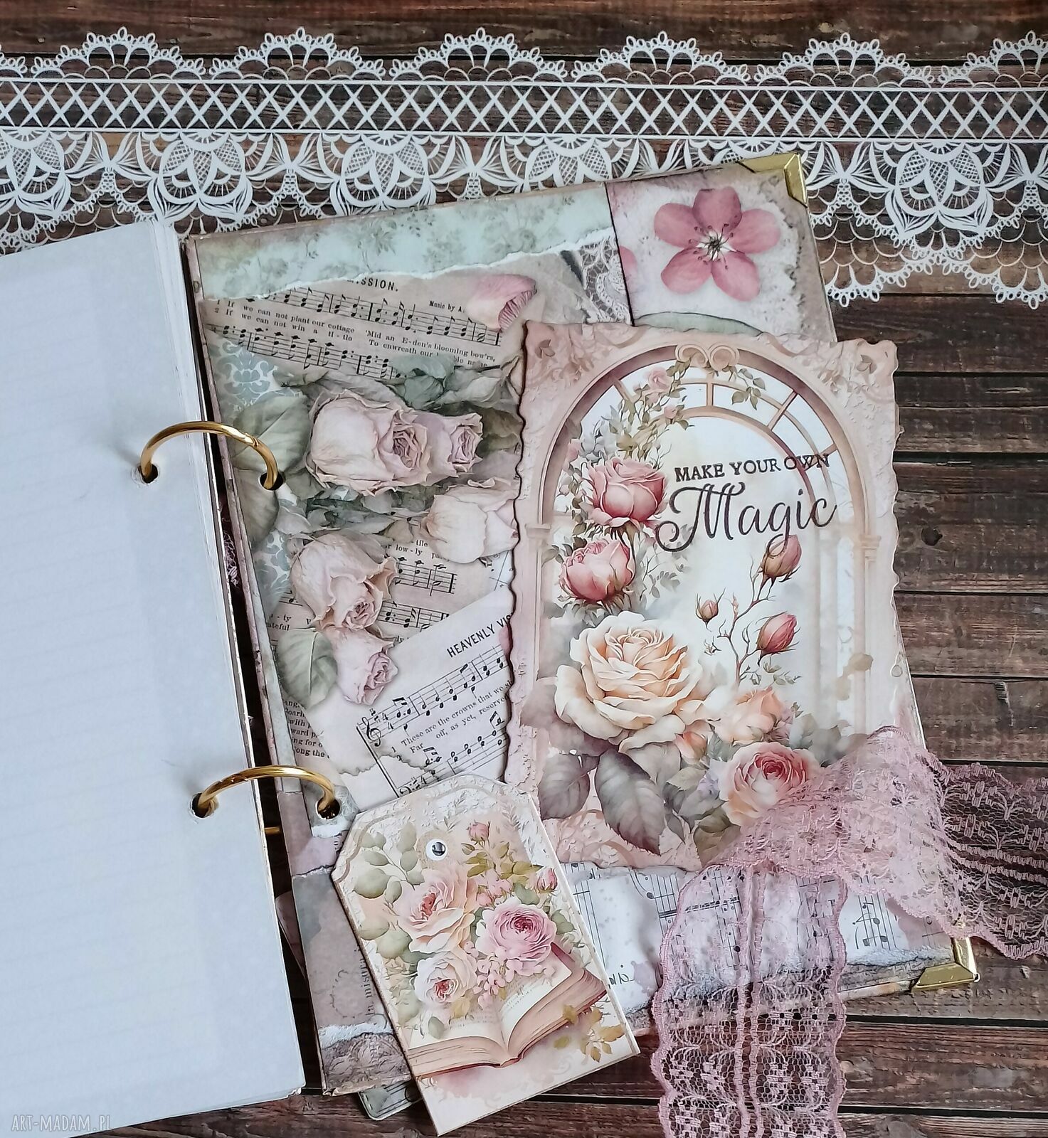 Romantyczny notes A5 w stylu vintage - ręcznie robiony pamiętnik