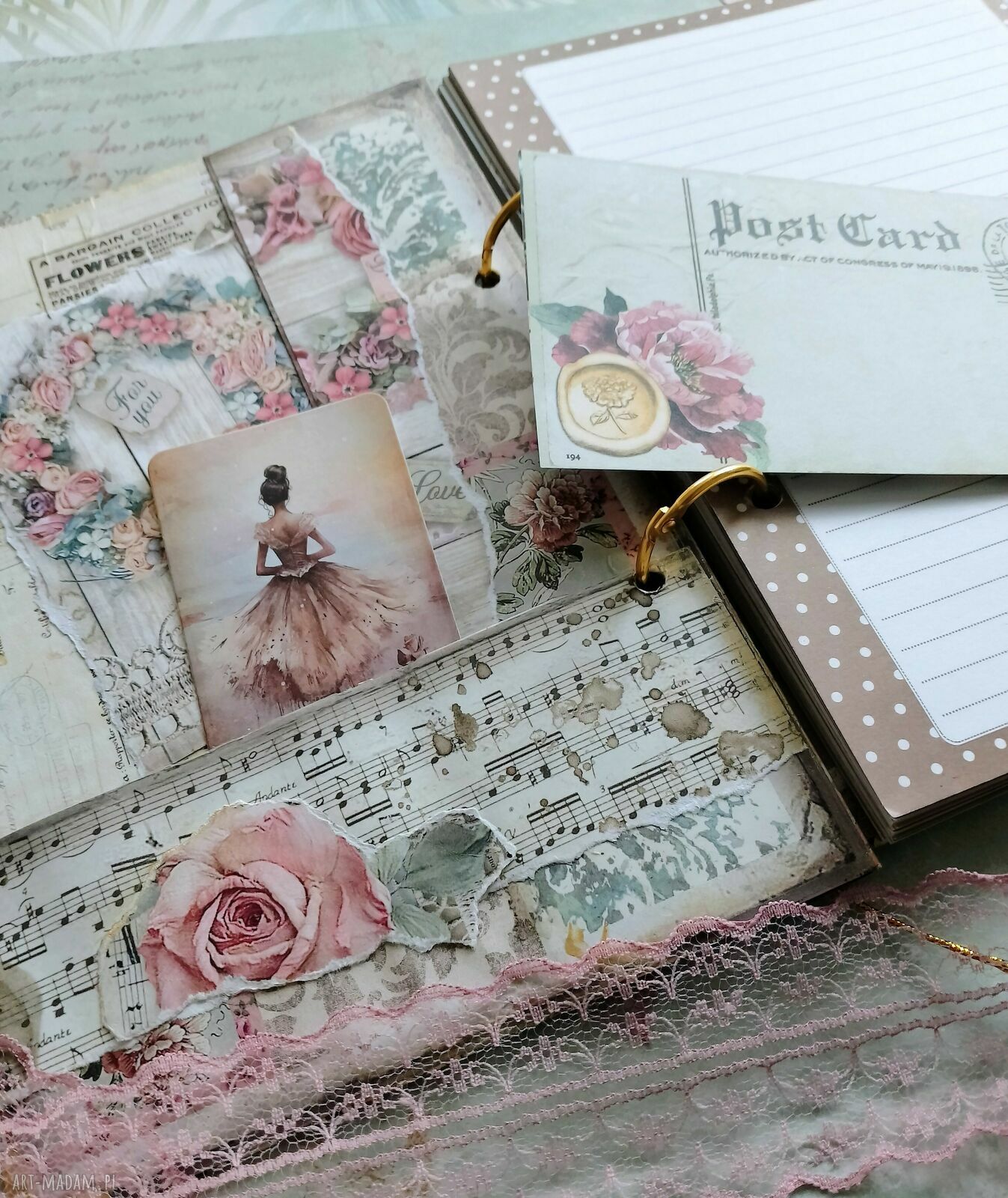 Romantyczny notes A5 w stylu vintage - ręcznie robiony pamiętnik