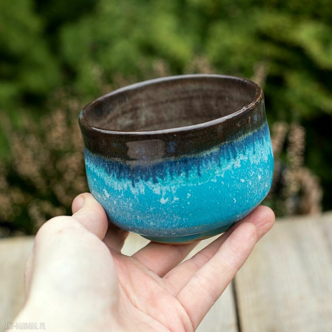 Rezerwacja chawan do matchy Czekoladowy Turkus - rękodzieło Azul Horse (ok. 330 ml)