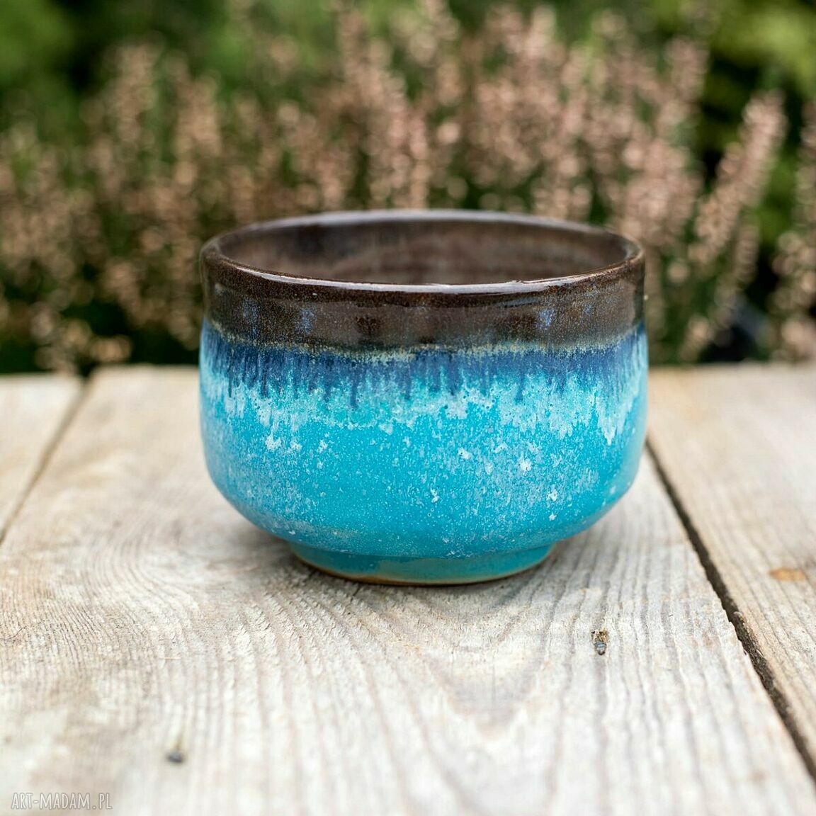 Rezerwacja chawan do matchy Czekoladowy Turkus - rękodzieło Azul Horse (ok. 330 ml)
