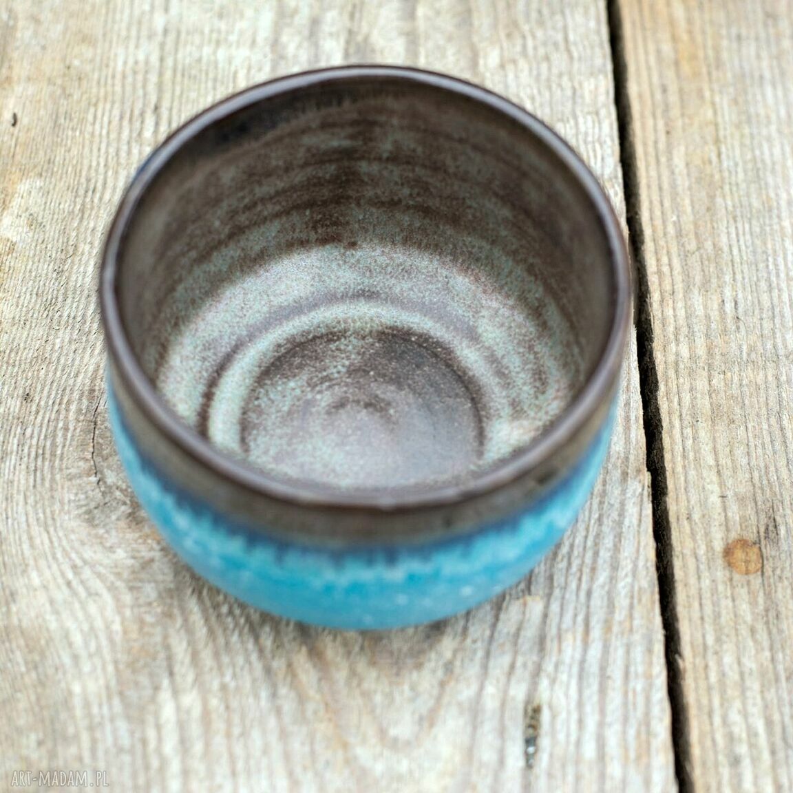 Rezerwacja chawan do matchy Czekoladowy Turkus - rękodzieło Azul Horse (ok. 330 ml)