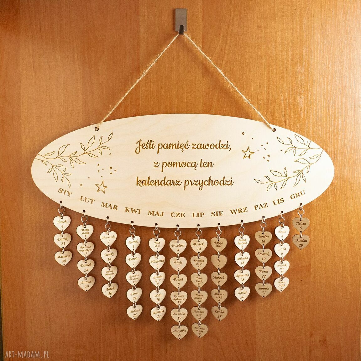 kalendarze: Kalendarz urodzin, rodzinny SERCA hand made